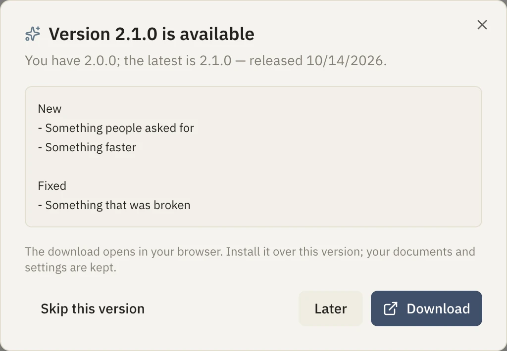A new version is available, with its release notes